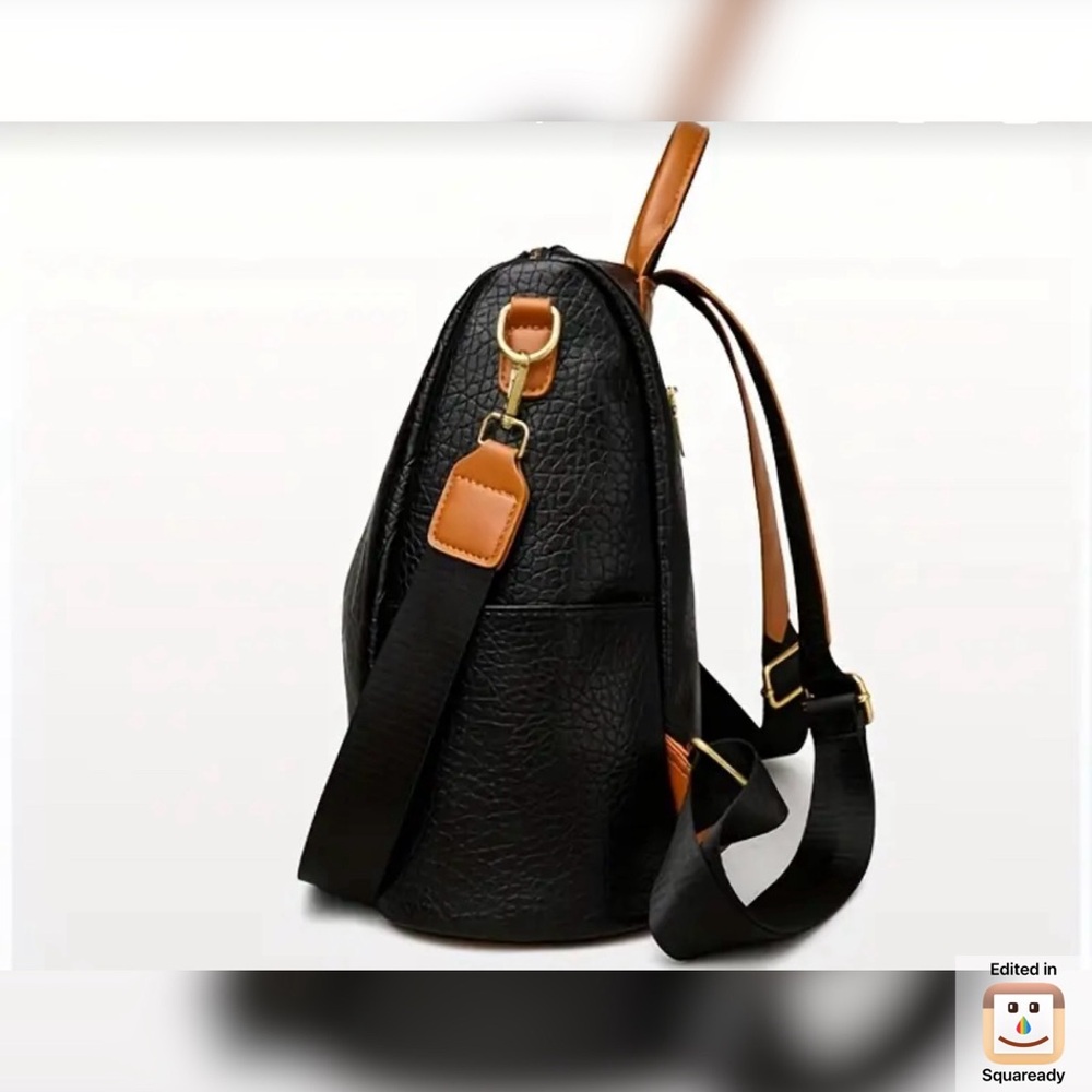 Black and Tan Women's Backpack - Picture 4 of 9